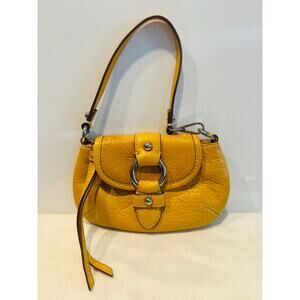Banana Republic mustard Yellow Pebbled Leather mini Satchel Purse Magnetic Close